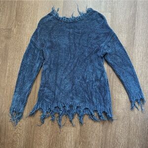 MADE IN ITALY 🇮🇹 Blue Distressed Sweater